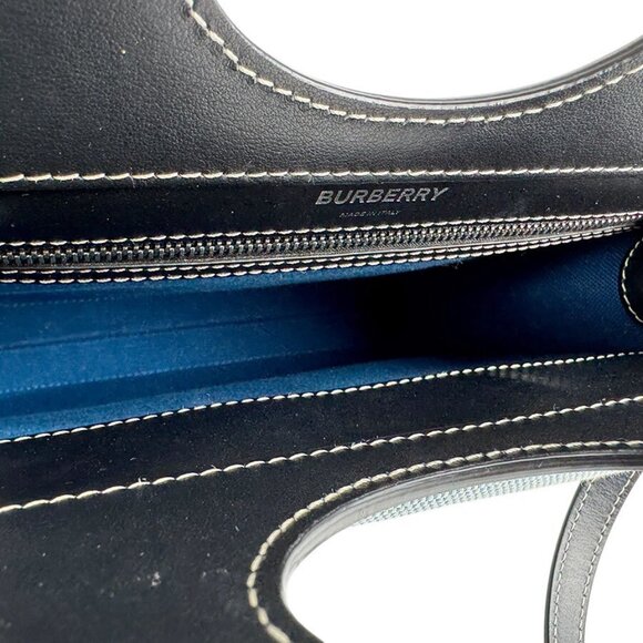 Auth BURBERRY Handbag Shoulder Bag Blue/Black Canvas/Leather/Silvertone - z4342 - Picture 5 of 12